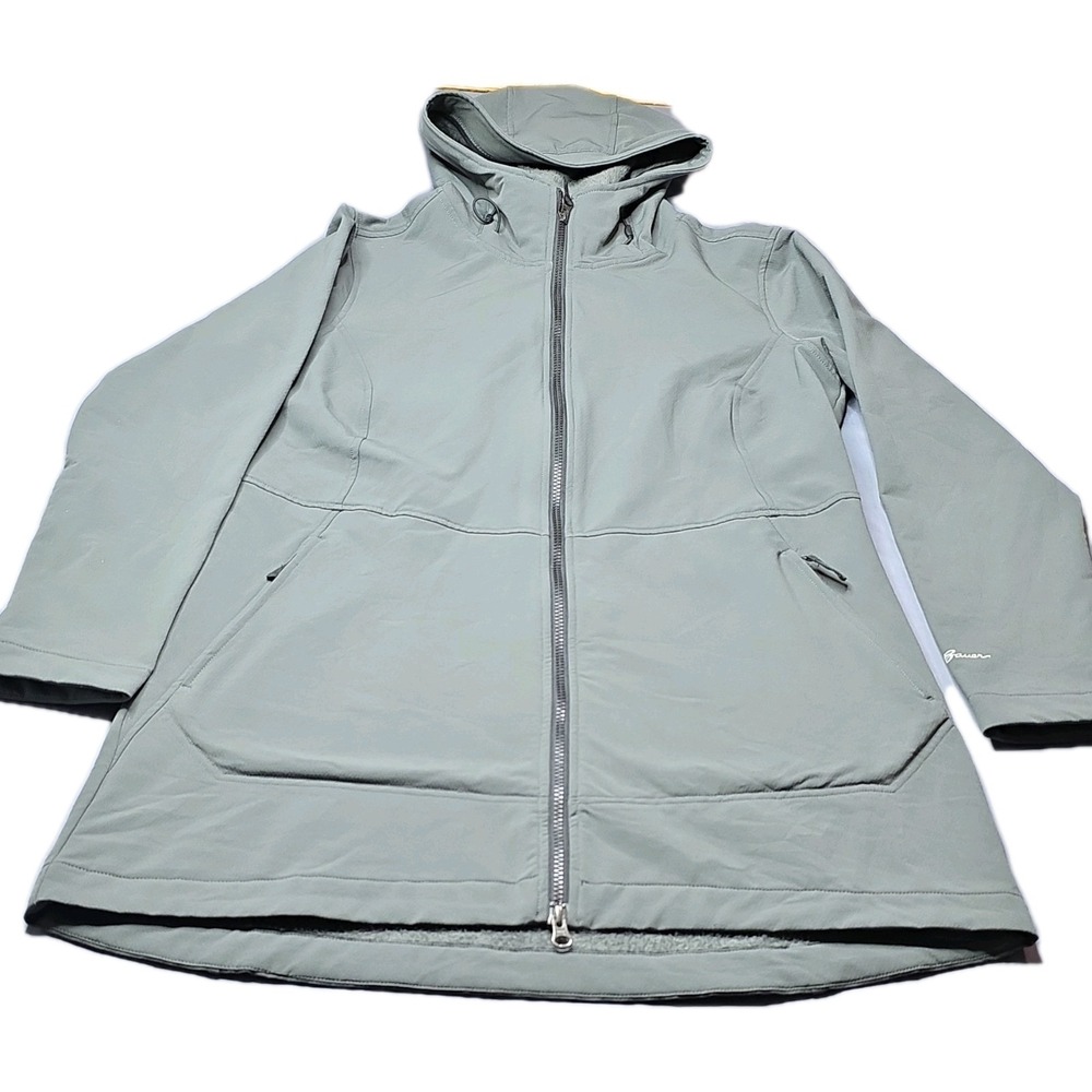 Eddie Bauer‎ Jacket Womens L Gray Hooded Full Zip Long Sleeve Mid-Length